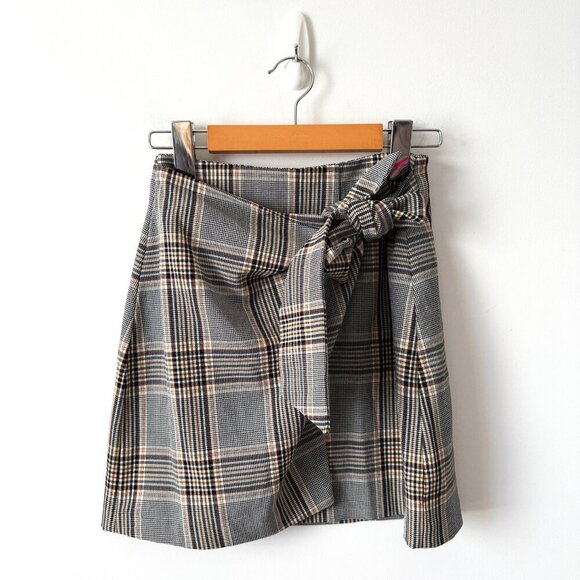 Aritzia Wilfred Dorine Wrap Plaid Wrap Skirt Size 0 - Picture 4 of 7